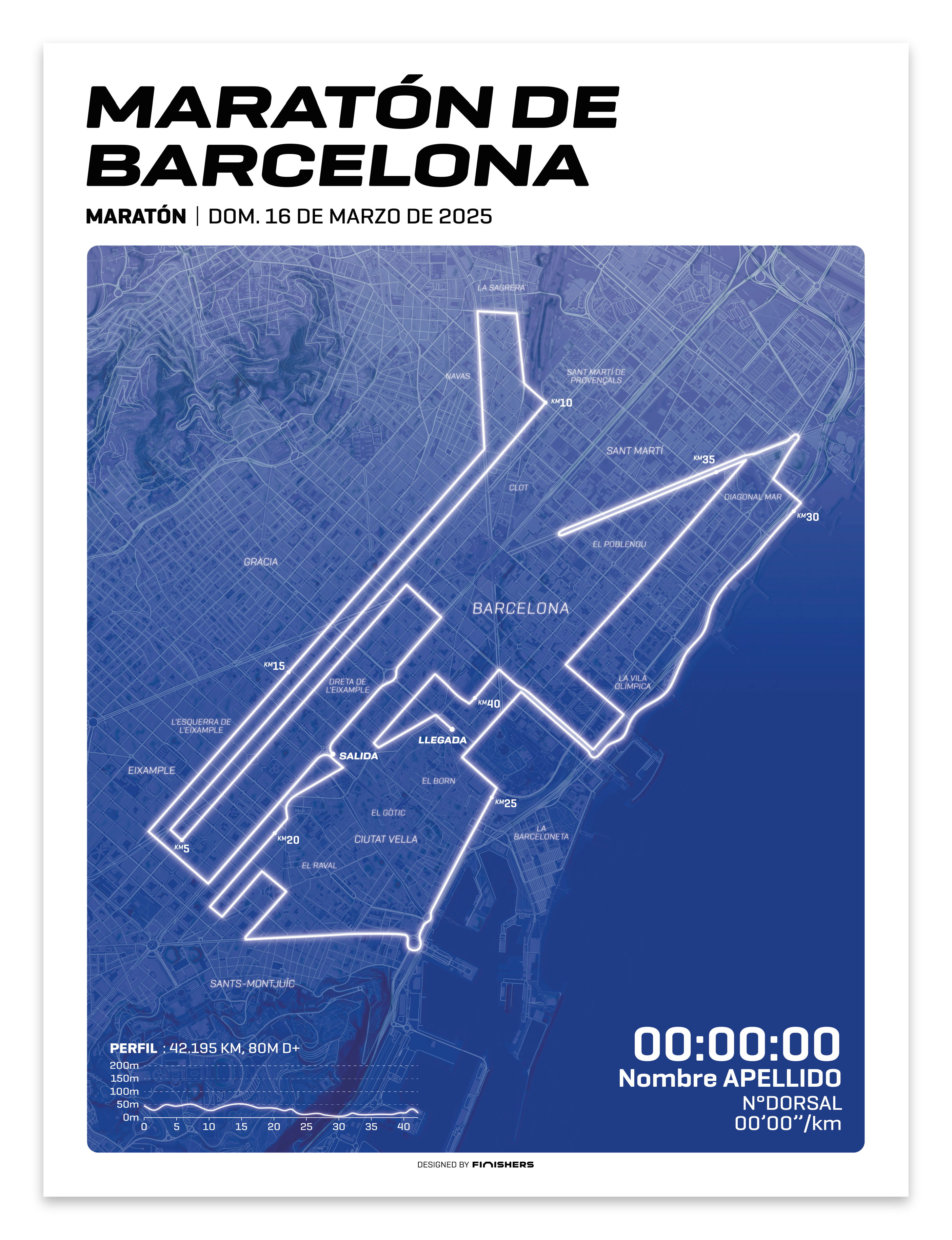 Affiche personnalisée - Marathon de Barcelone 2025