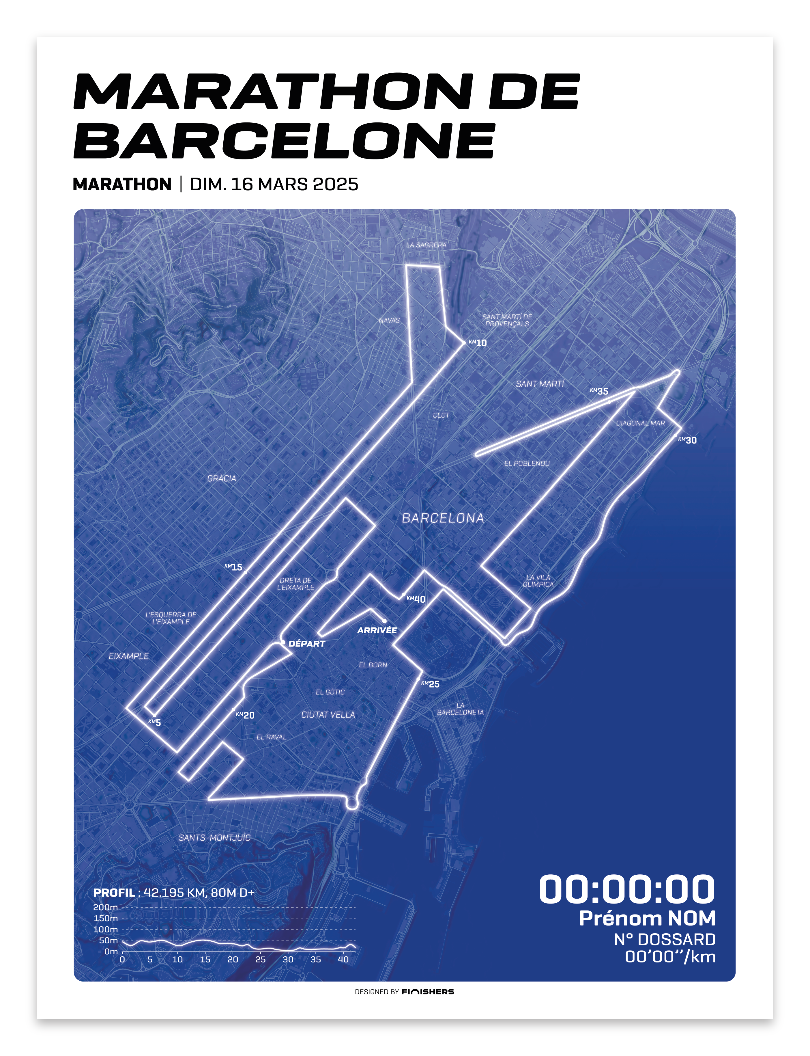 Affiche personnalisée - Marathon de Barcelone 2025
