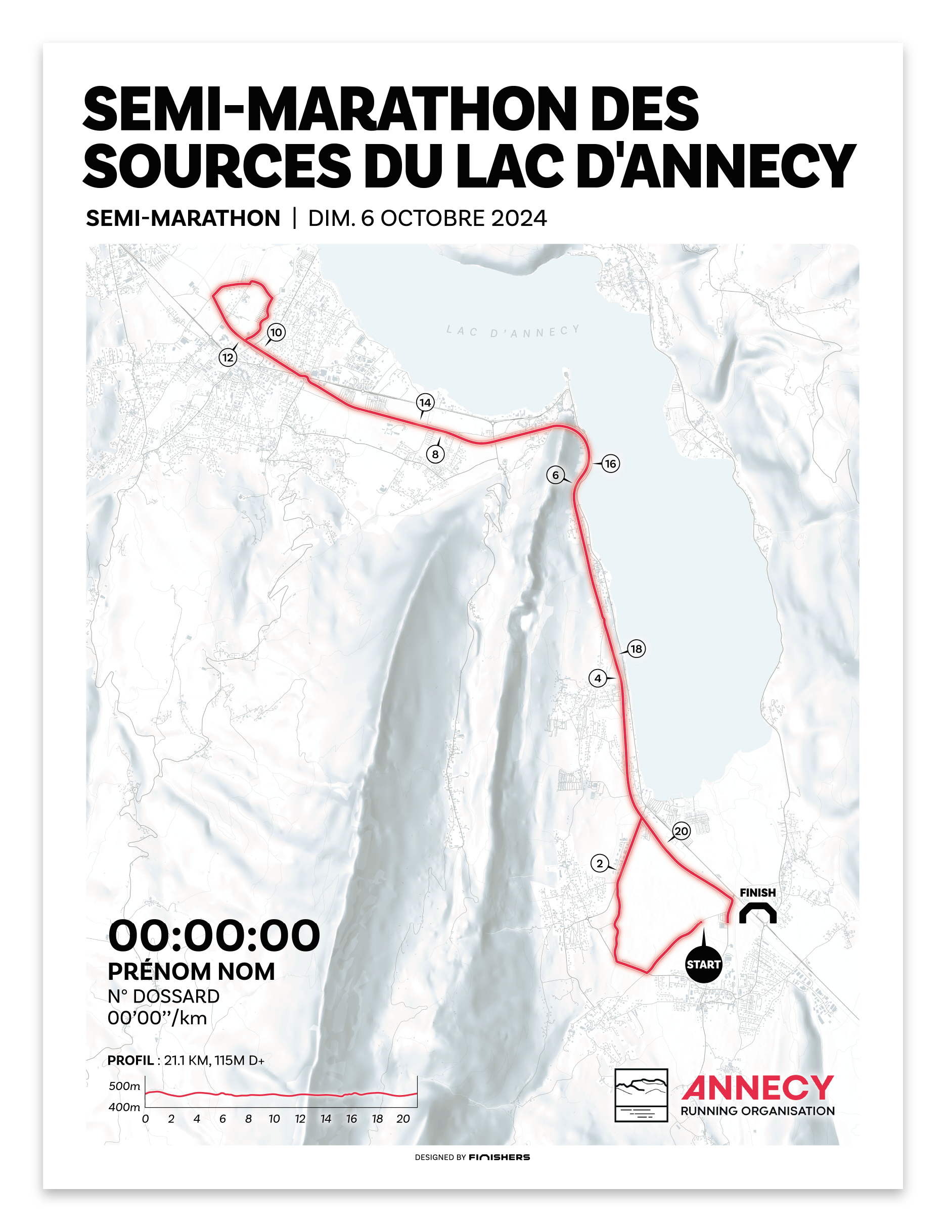 Personalized poster - Annecy Lake Sources Half Marathon 2024