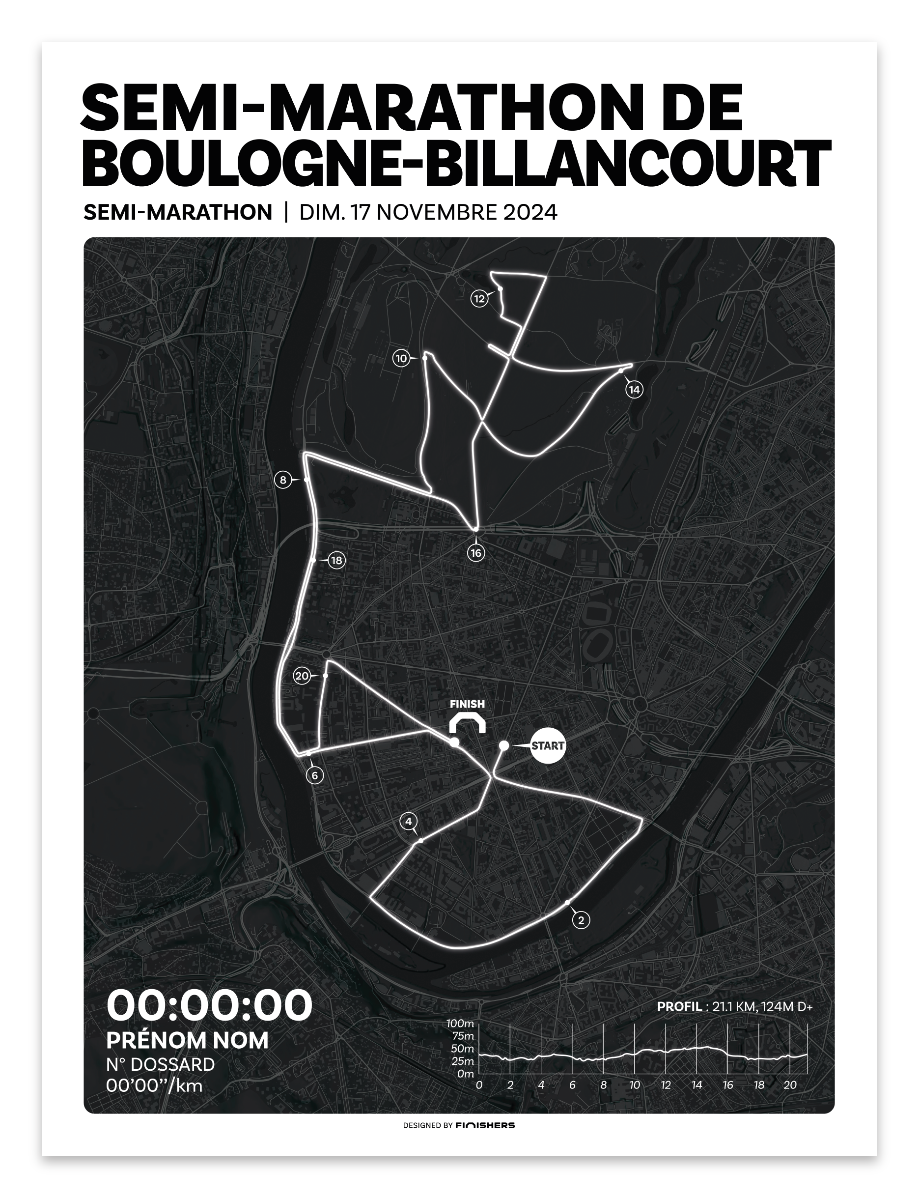 Póster personalizado - Media Maratón de Boulogne-Billancourt 2024