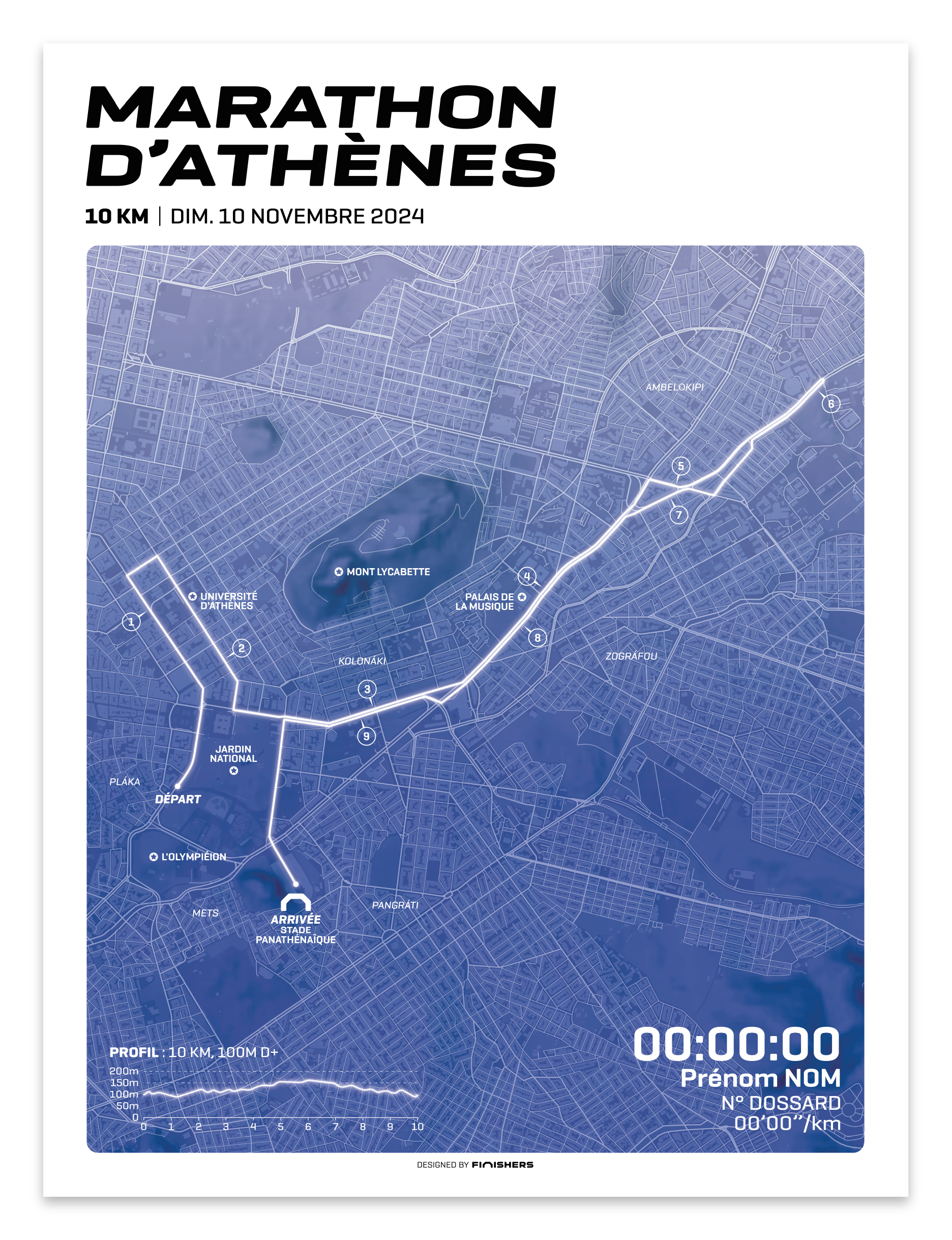 Affiche personnalisée -  Marathon d'Athènes 2024