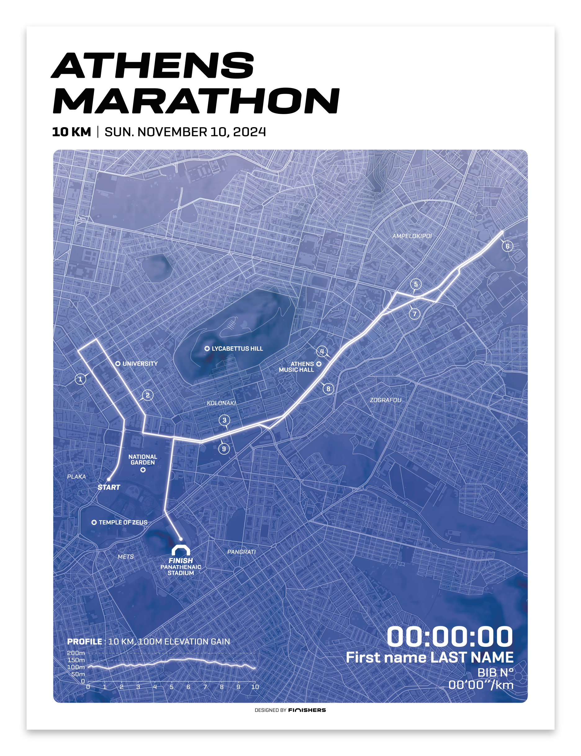 Affiche personnalisée -  Marathon d'Athènes 2024