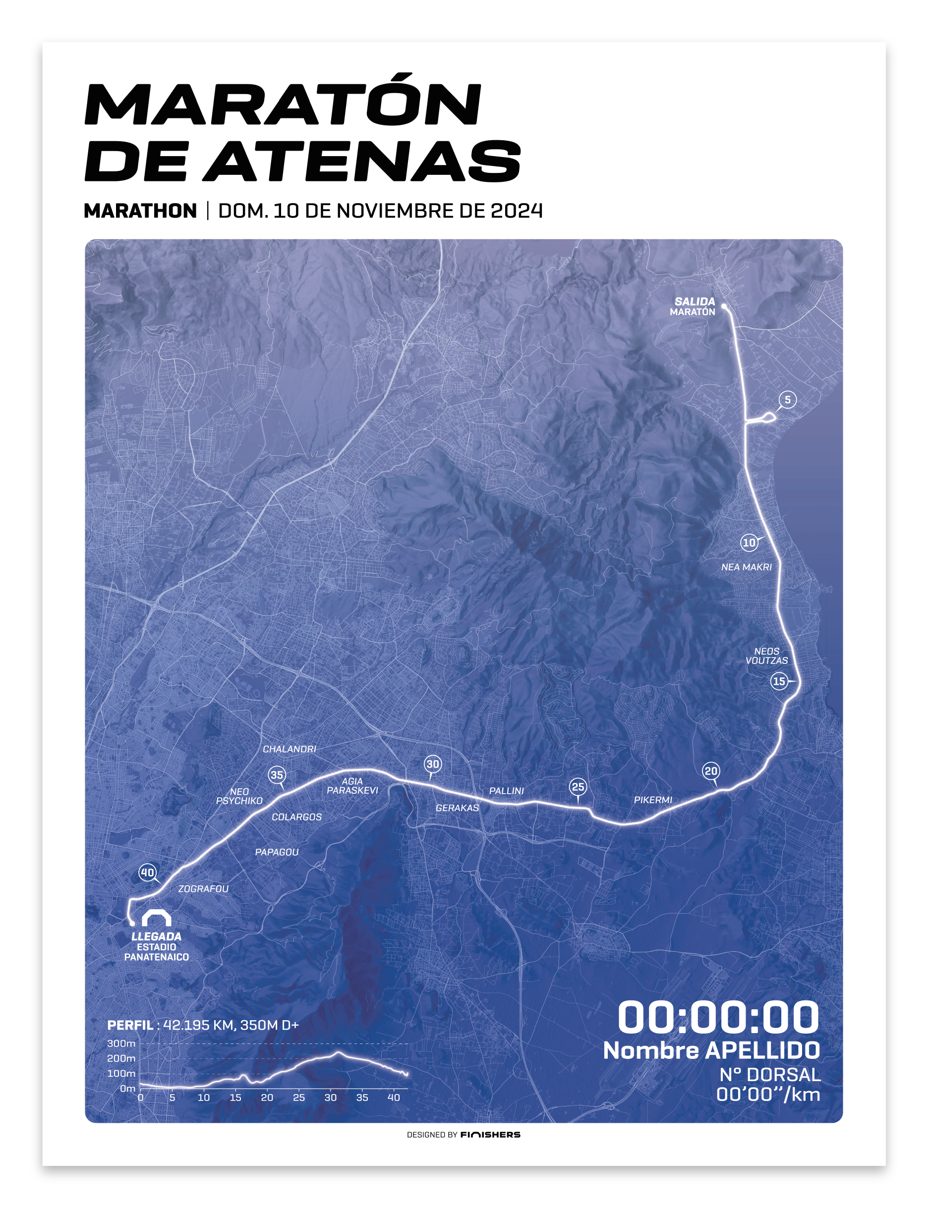 Affiche personnalisée -  Marathon d'Athènes 2024