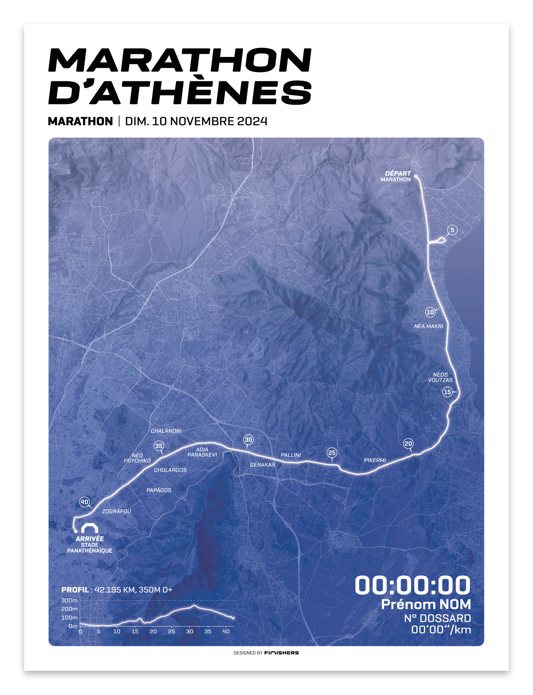 Affiche personnalisée -  Marathon d'Athènes 2024