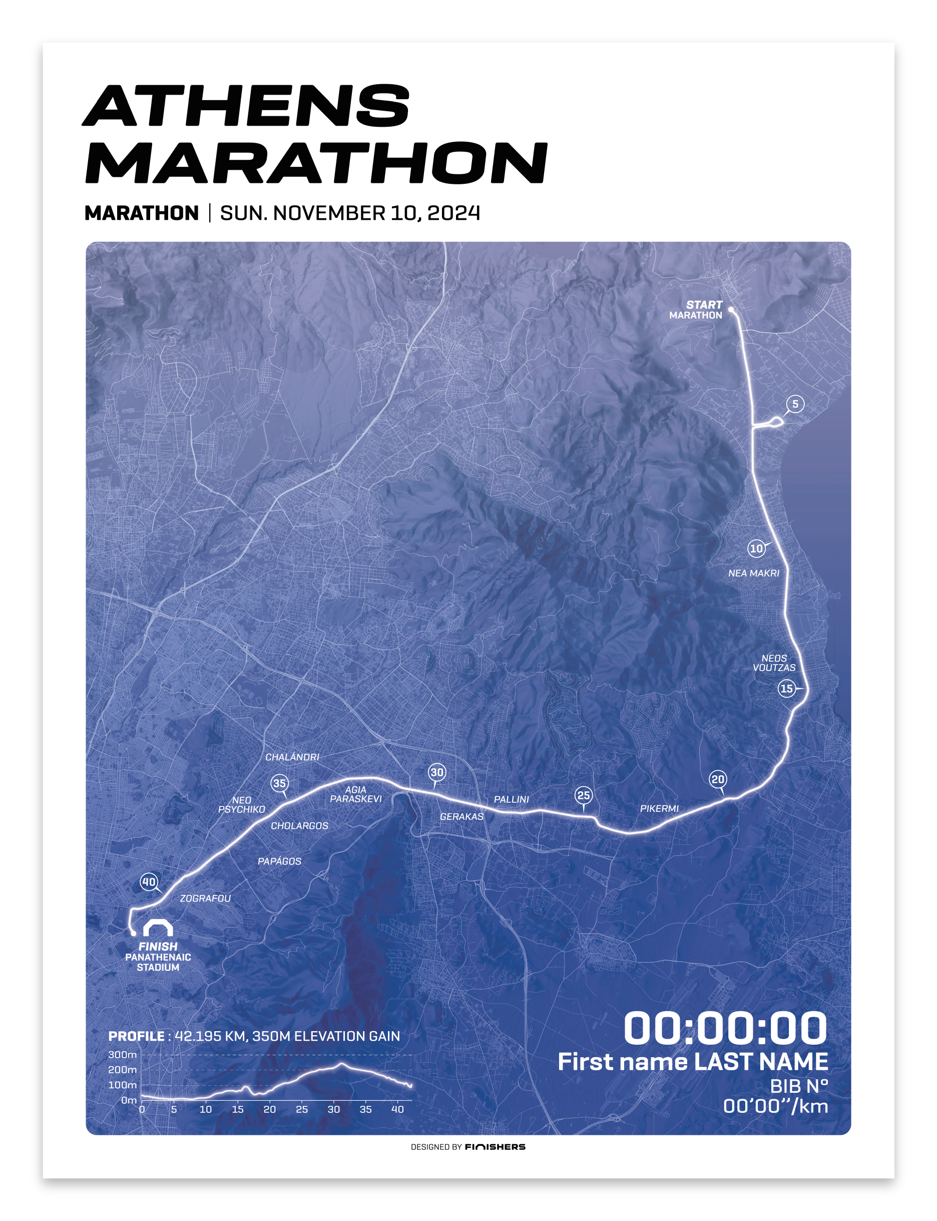 Affiche personnalisée -  Marathon d'Athènes 2024