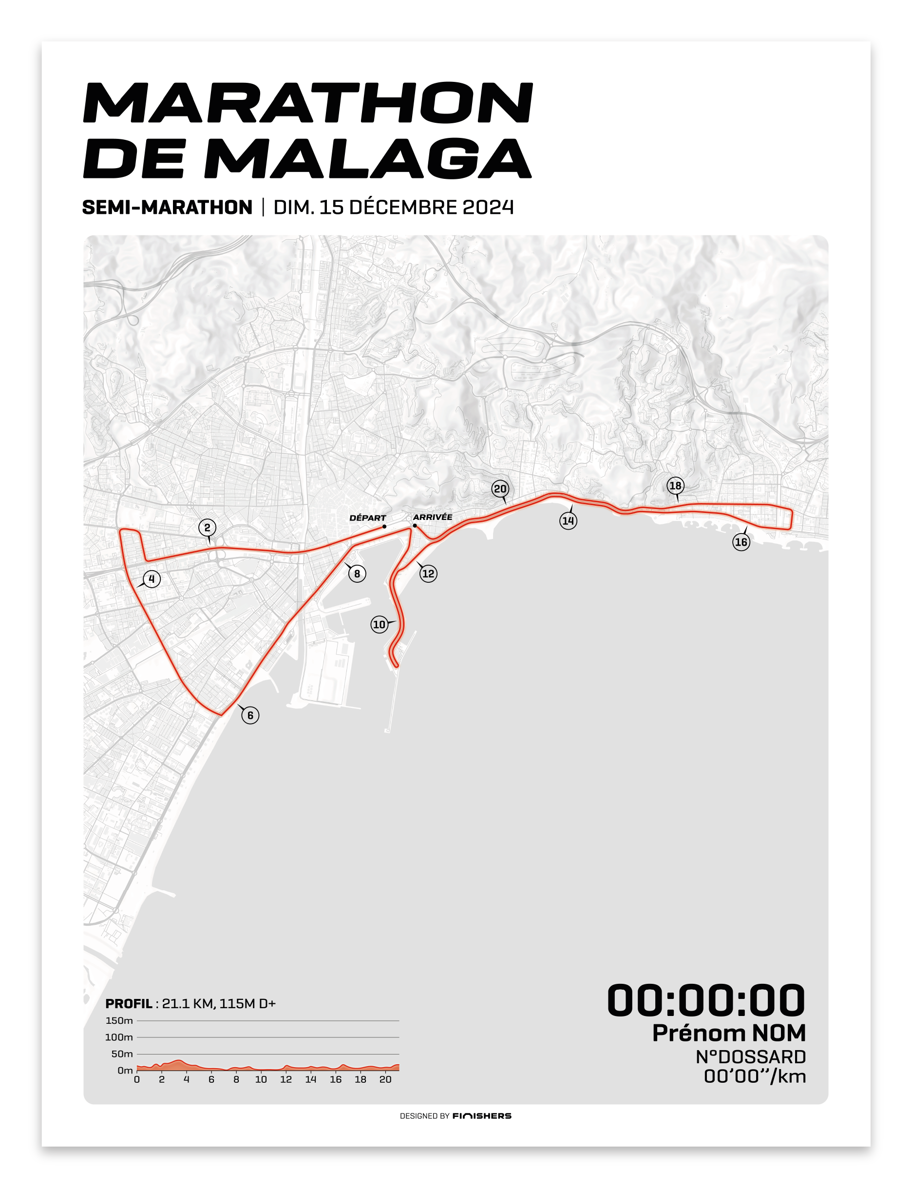 Affiche personnalisée - Marathon de Malaga