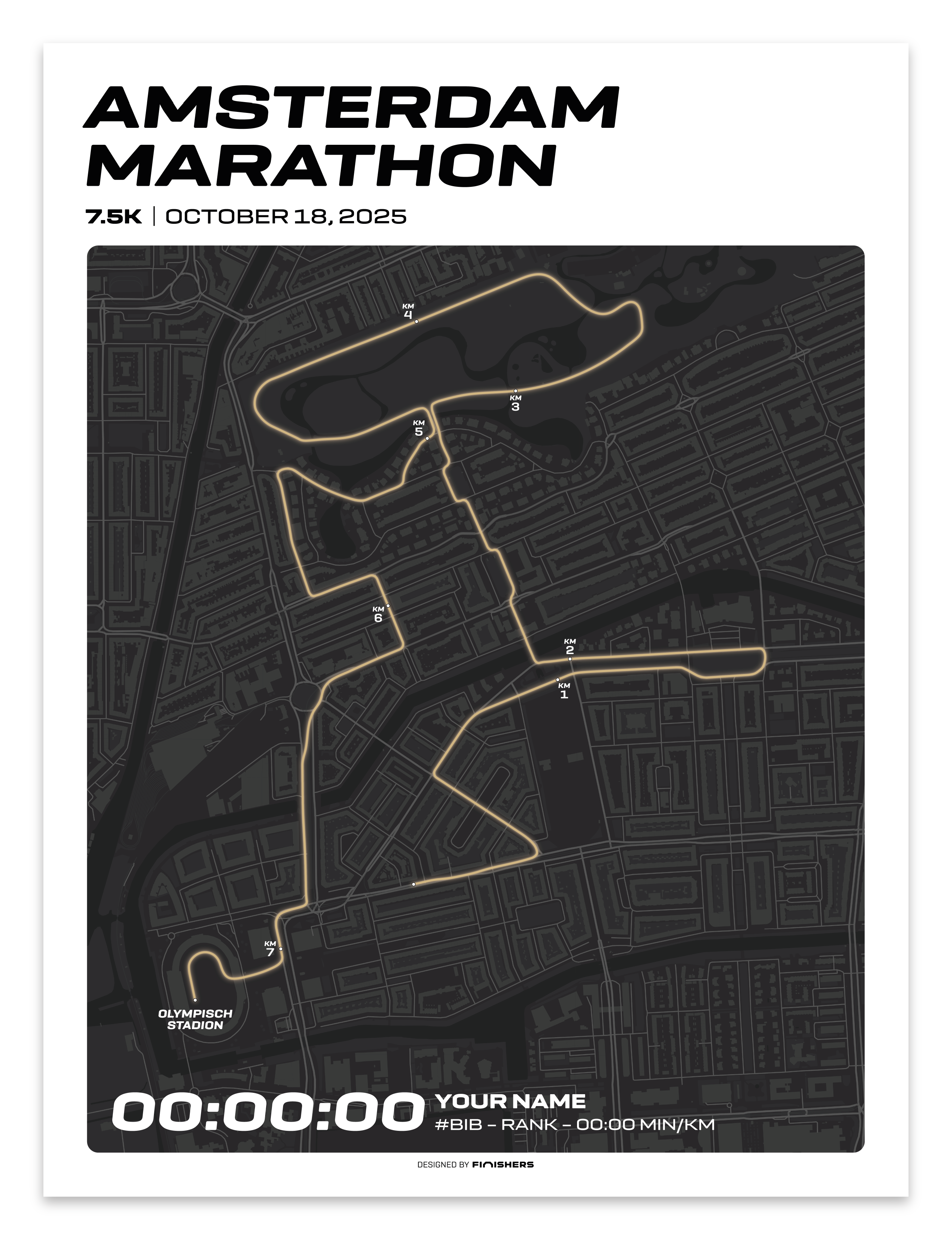 Affiche Personnalisée - Marathon d'Amsterdam 2025
