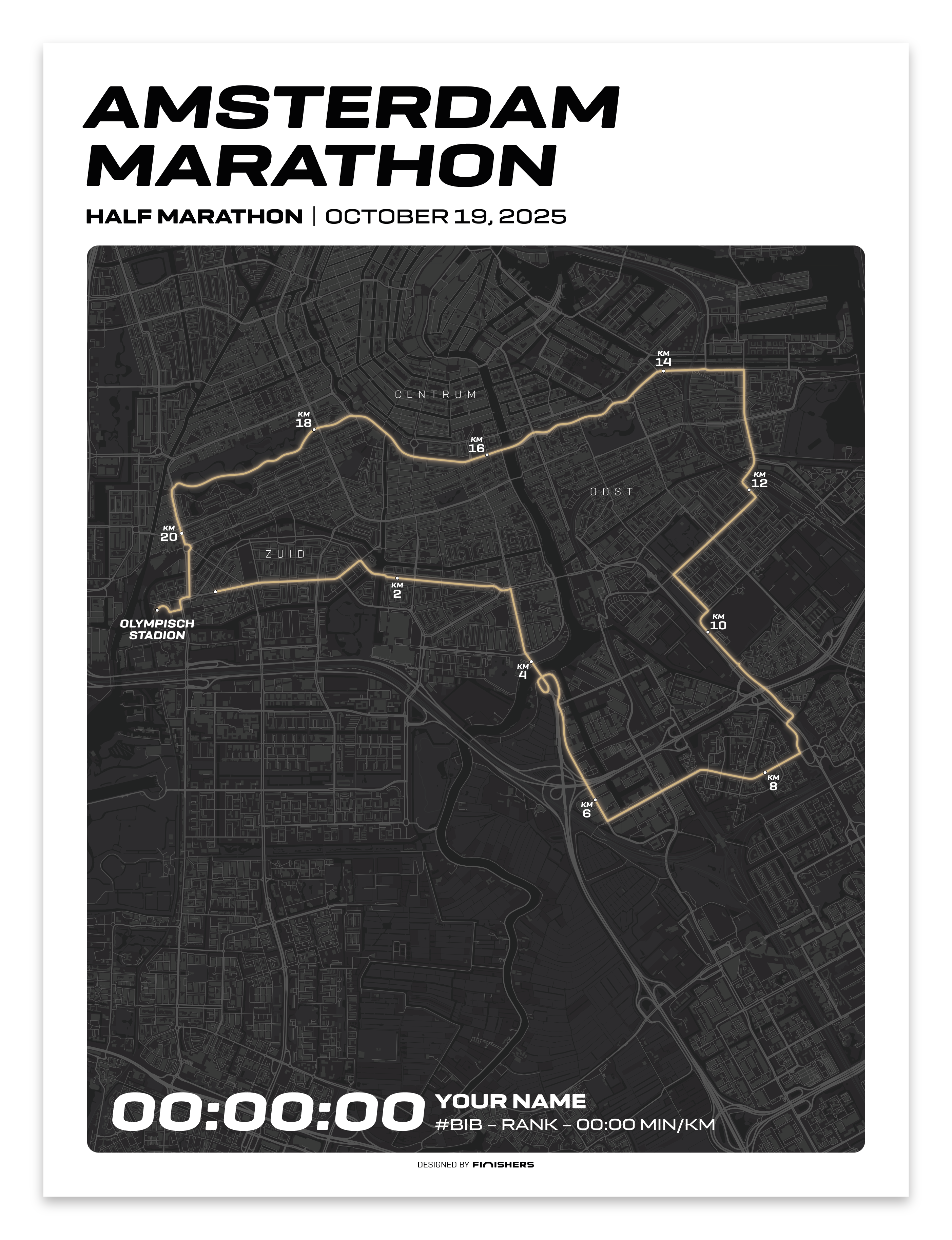 Affiche Personnalisée - Marathon d'Amsterdam 2025