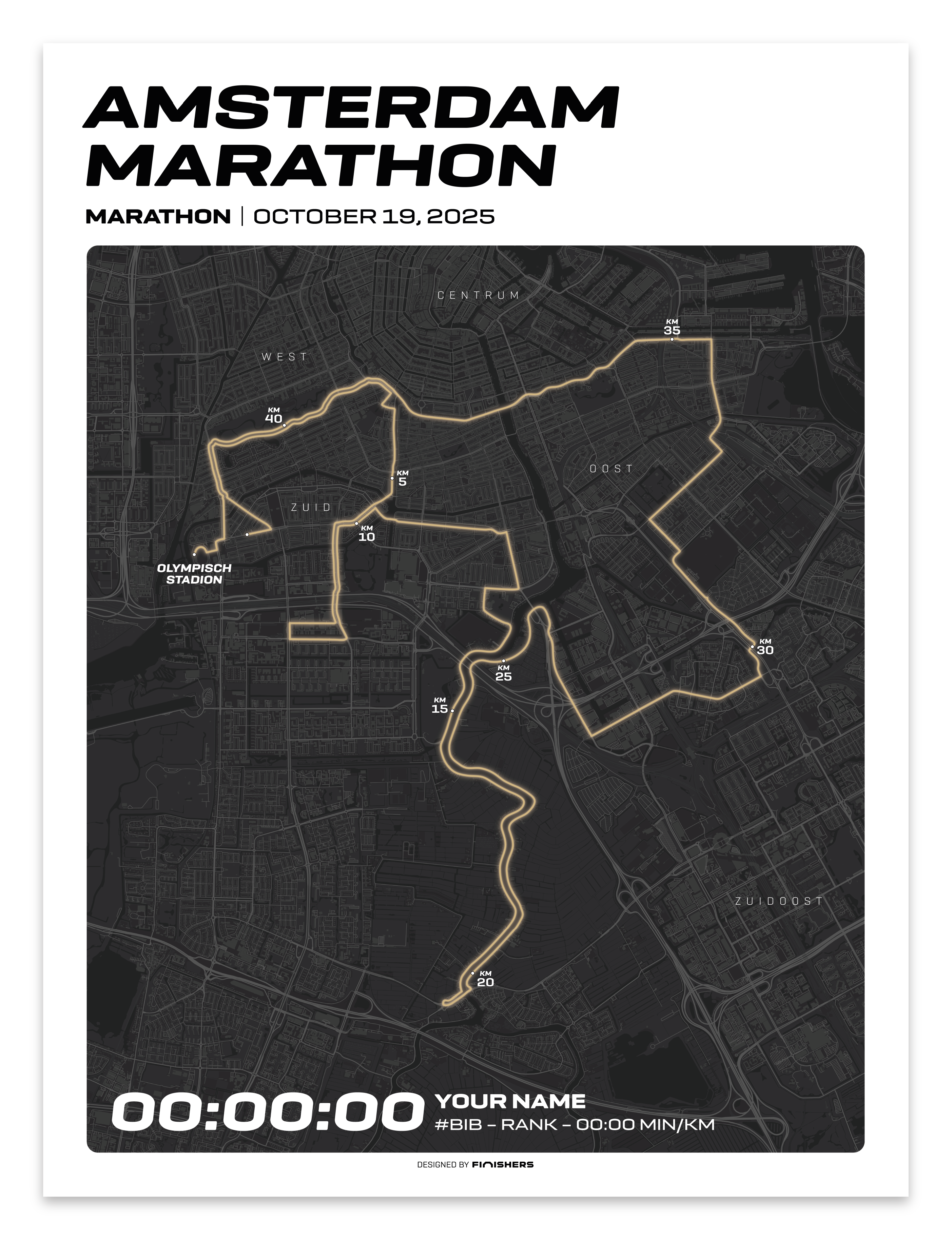 Affiche Personnalisée - Marathon d'Amsterdam 2025